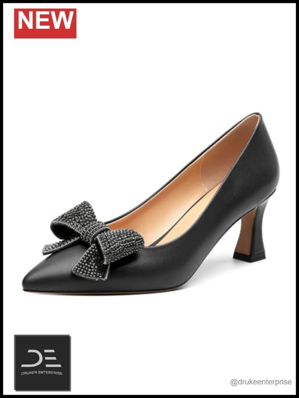 Women's Patent Pointed Toe Bow Kitten Heel Pumps